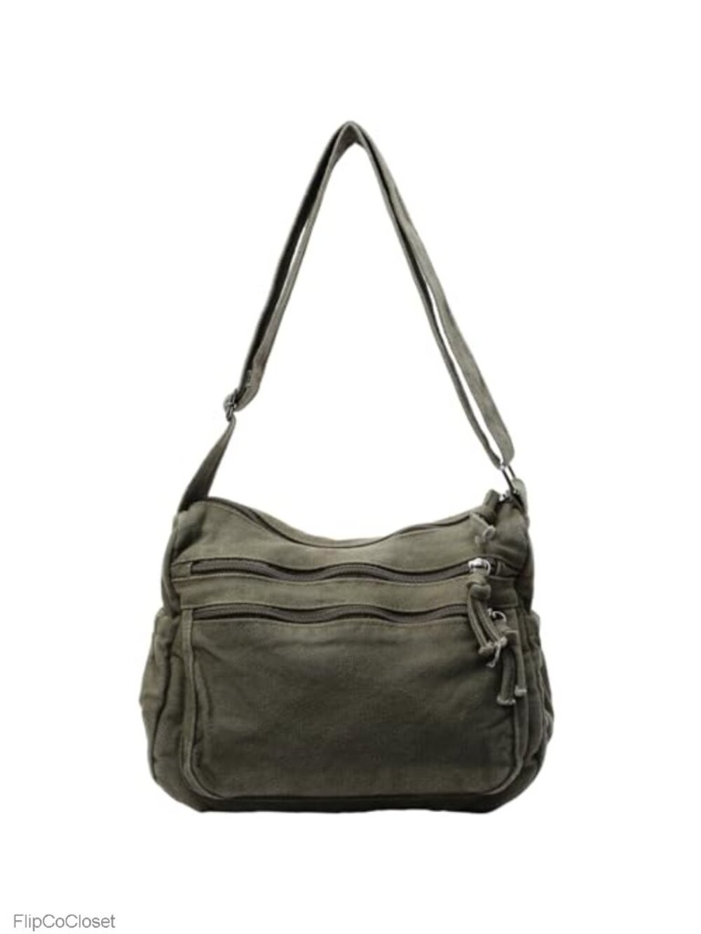 Canvas Crossbody Bag with Zipper Pockets Adjustable Strap Women Men Tote Purse